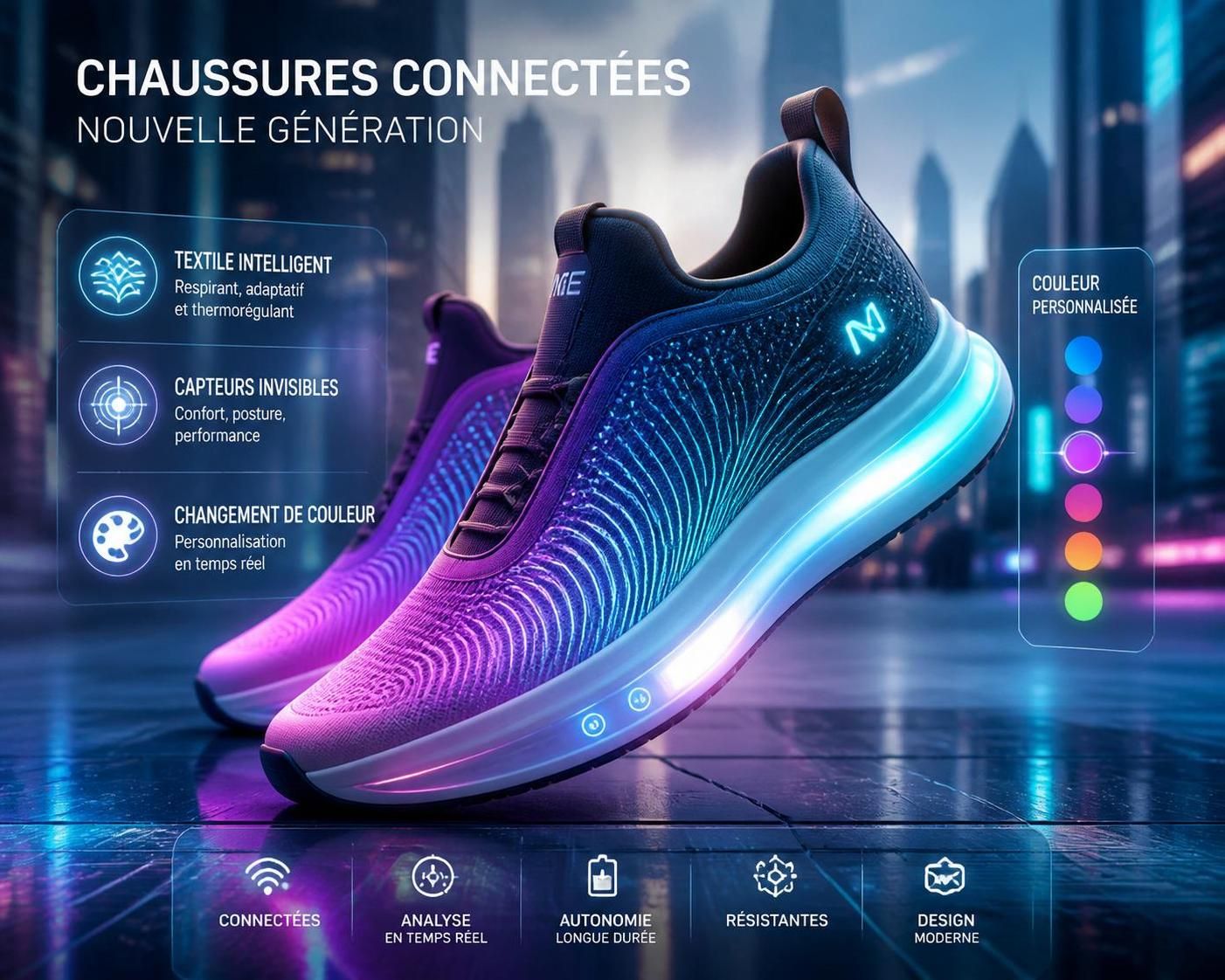 Chaussures connectées : révolutionnez votre quotidien avec la technologie wearable 2 découvrez comment les chaussures connectées peuvent transformer votre quotidien grâce à la technologie wearable, alliant confort, innovation et performance pour améliorer votre expérience au quotidien.