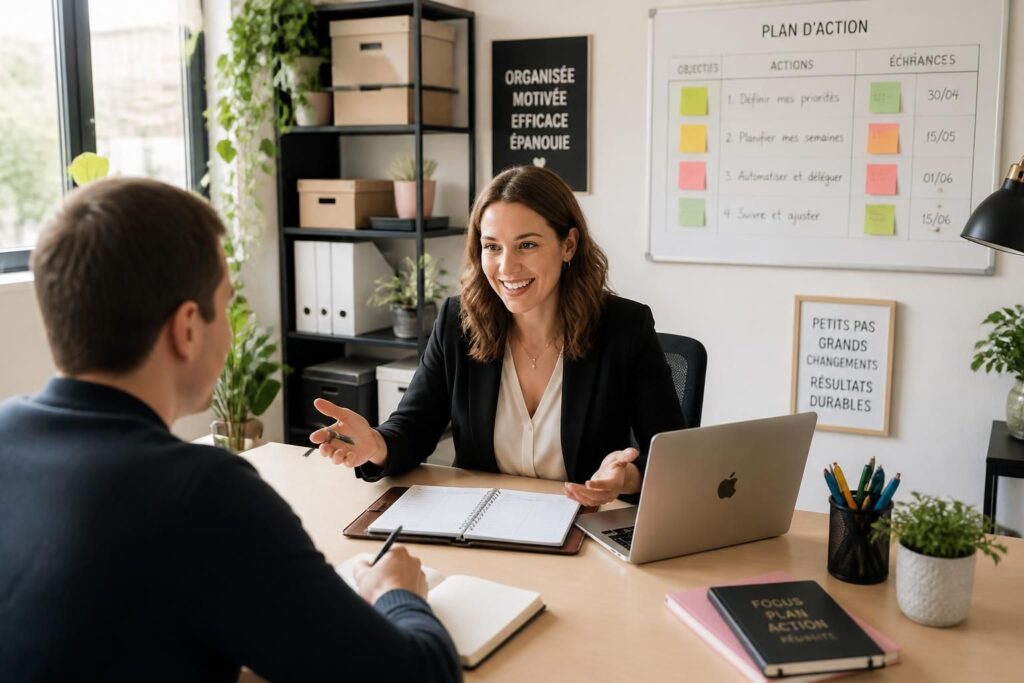 découvrez comment notre coaching d'organisation peut transformer votre routine et booster votre efficacité au quotidien pour atteindre vos objectifs avec sérénité.